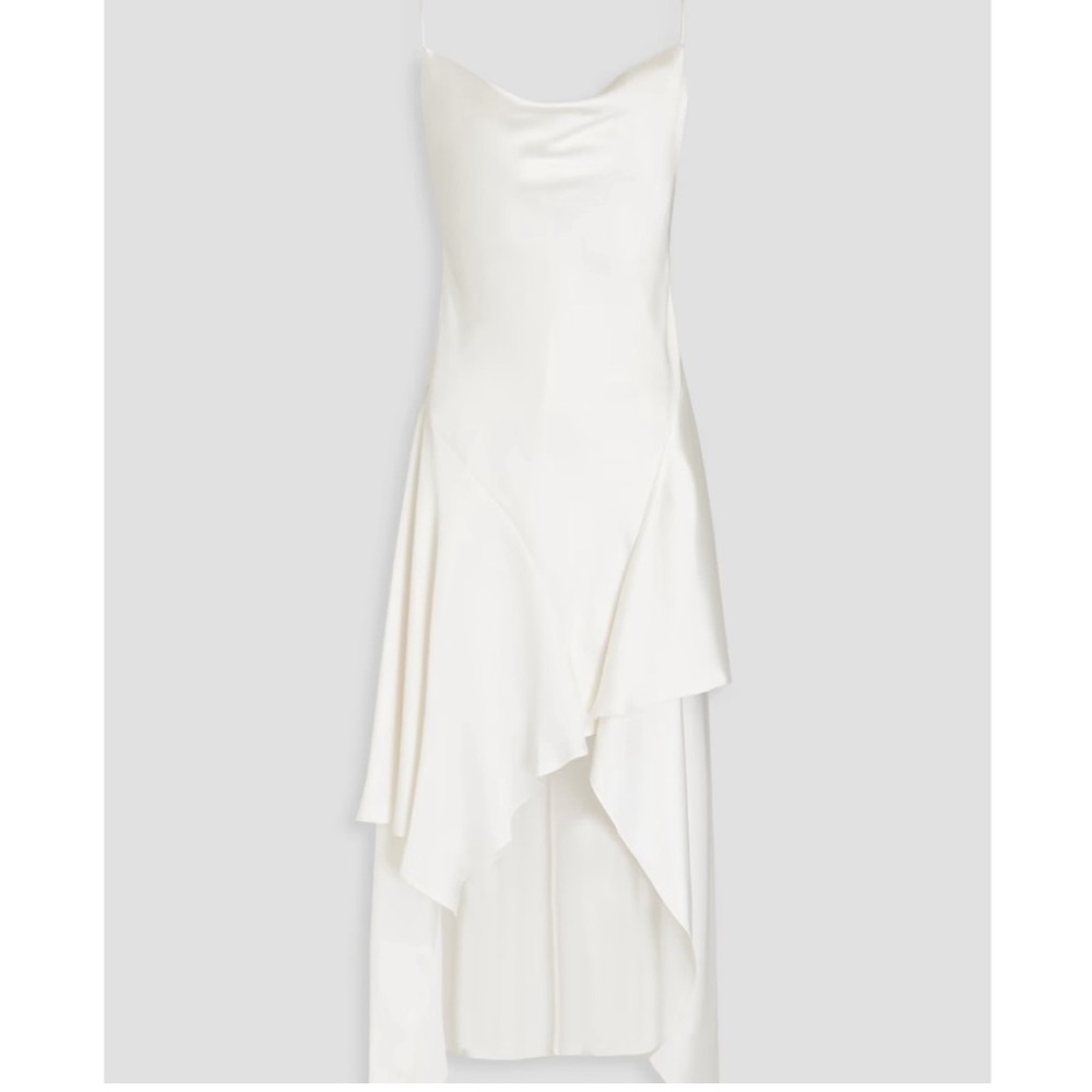 COPY - ALICE + OLIVIA us 2 ivory satin 
Evana asymmetric draped satin-twill mid…